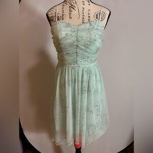 delia's homecoming dresses A-Line Deep Halter Satin Short Homecoming Dress with Ruffles, Sage Green / 2 main image 1